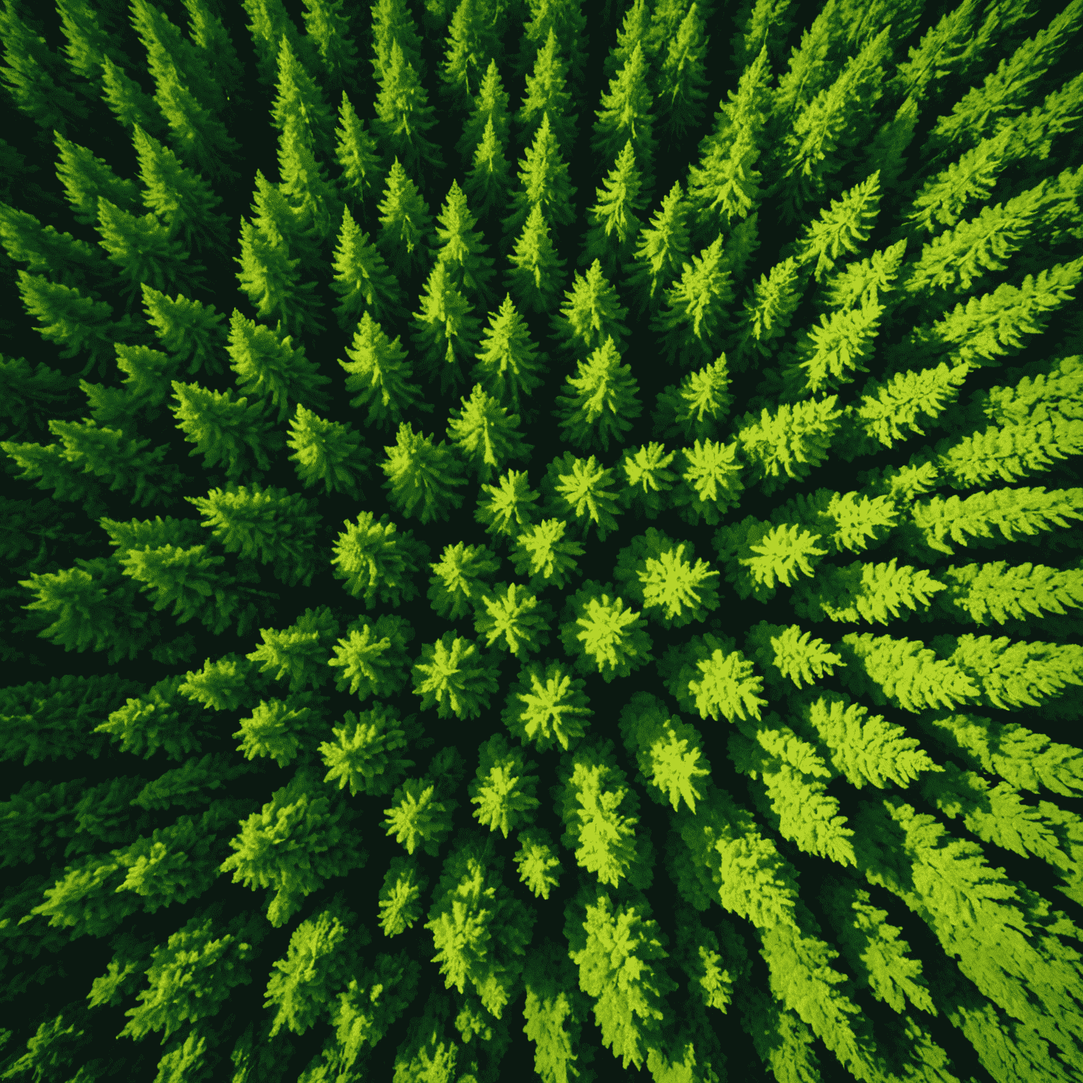 Aerial view of a lush green forest in Canada