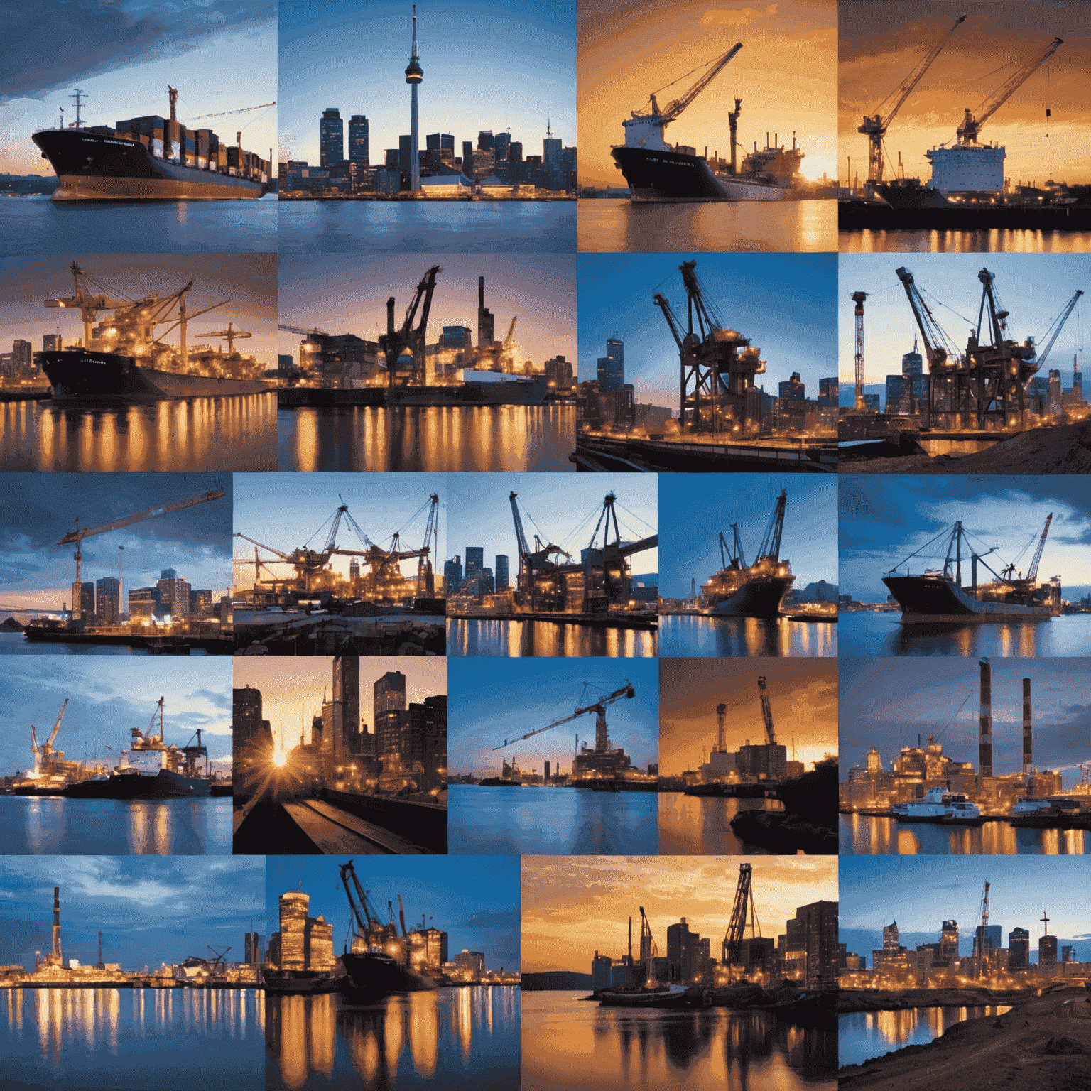 A montage of images representing various sectors of the Canadian economy, such as finance, manufacturing, and natural resources.