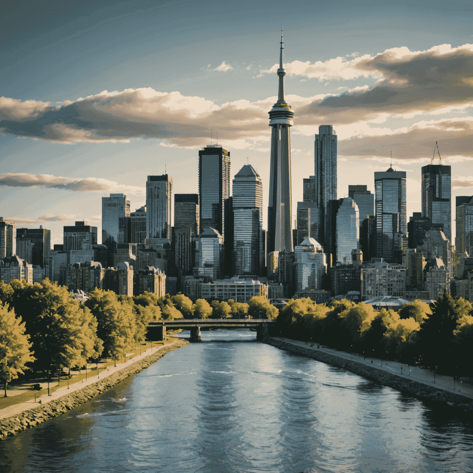 A graph showing economic trends in Canada, with a background of a busy city skyline